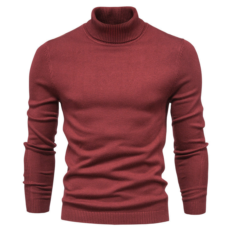 Herren Winter Rollkragenpullover, dick, lässig, einfarbig
