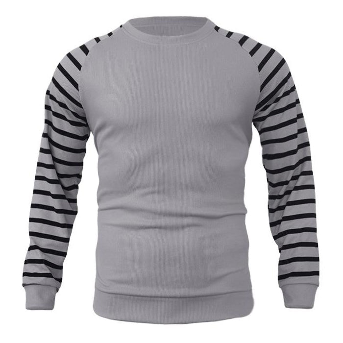 Herren Waffelmuster Patchwork Pullover Raglanärmel Sweatshirt