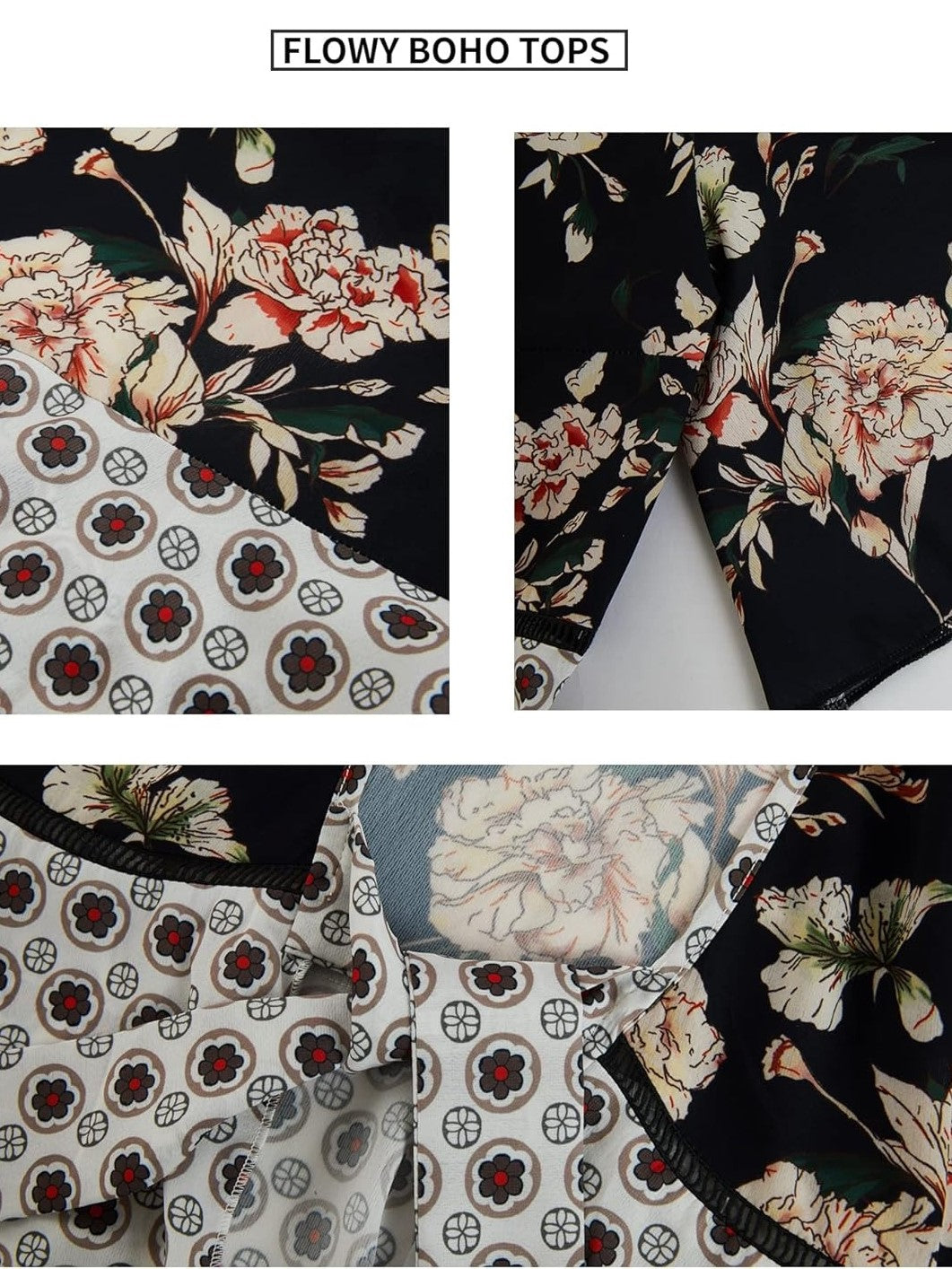 Damen Kimono mit Blumenmuster, Rüschenärmel, zum Binden, fließend, Boho, locker, als Überwurf