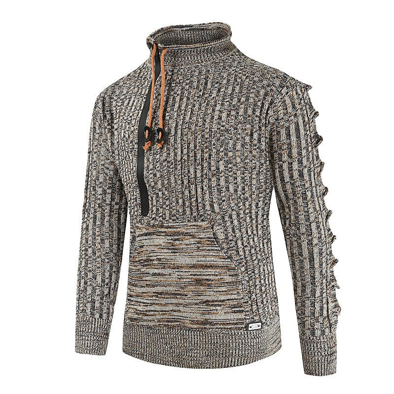 Herren Melange Half-Zip Känguru-Taschen-Pullover