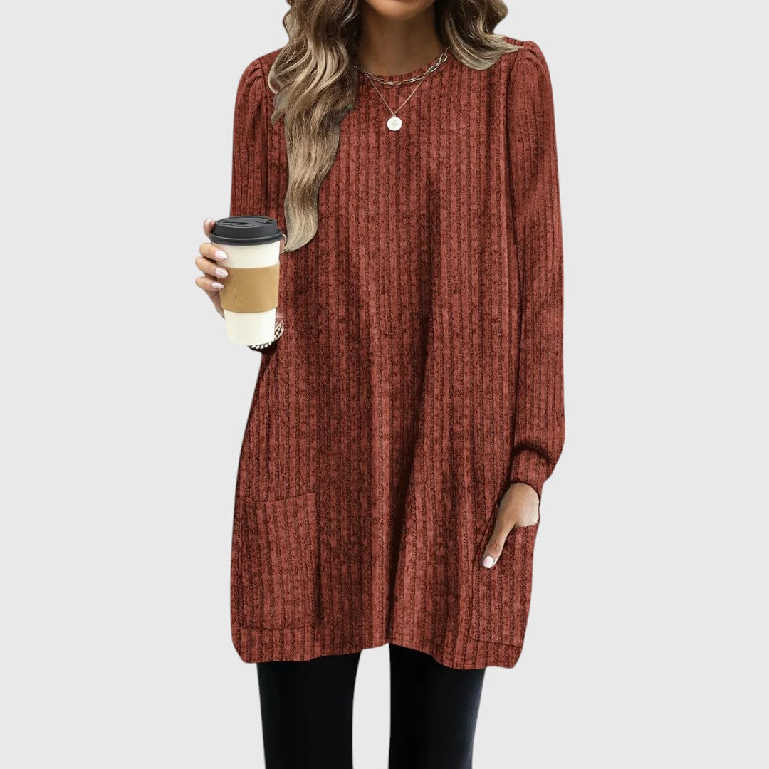 Damen Herbst/Winter Kuschelige Tunika mit Taschen