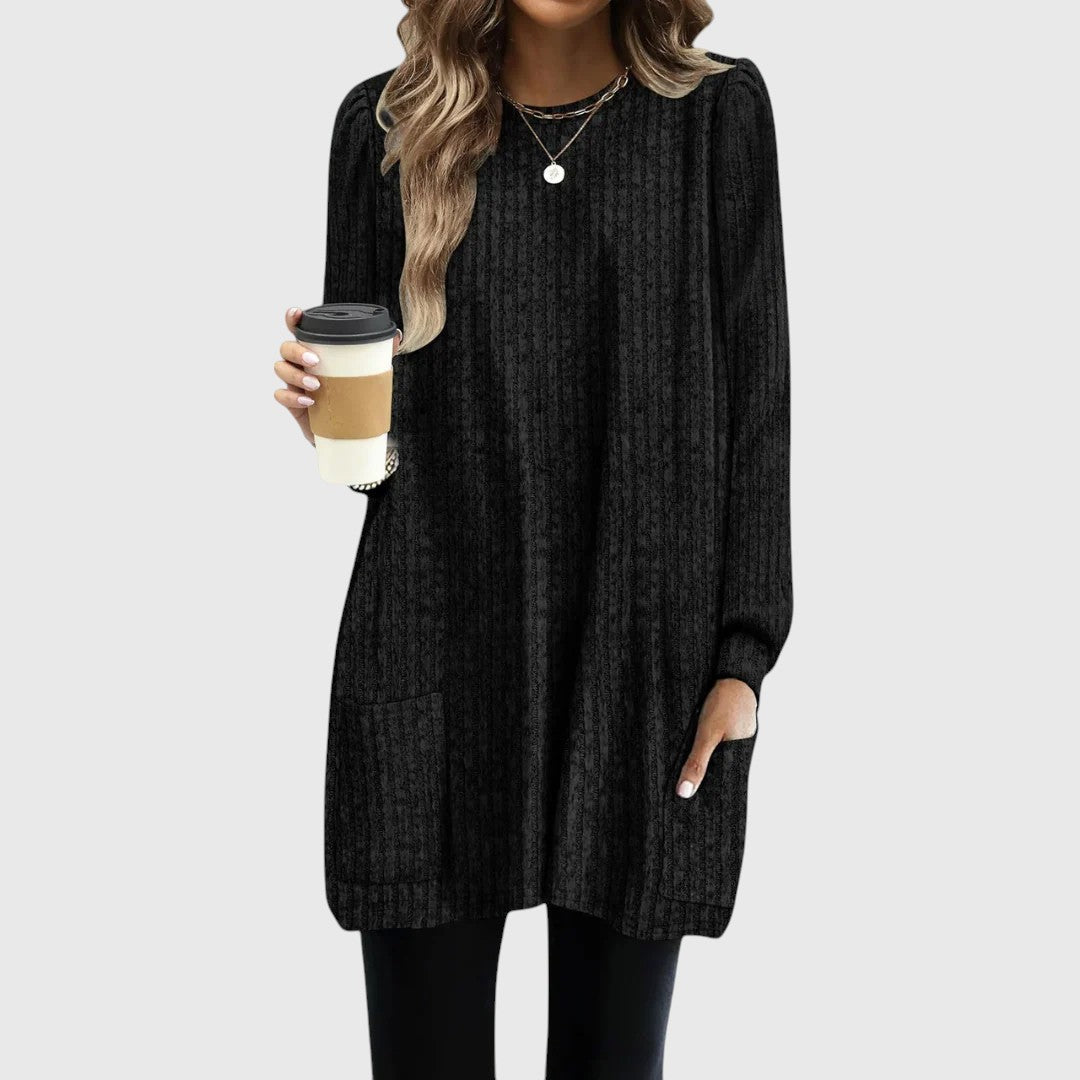 Damen Herbst/Winter Kuschelige Tunika mit Taschen
