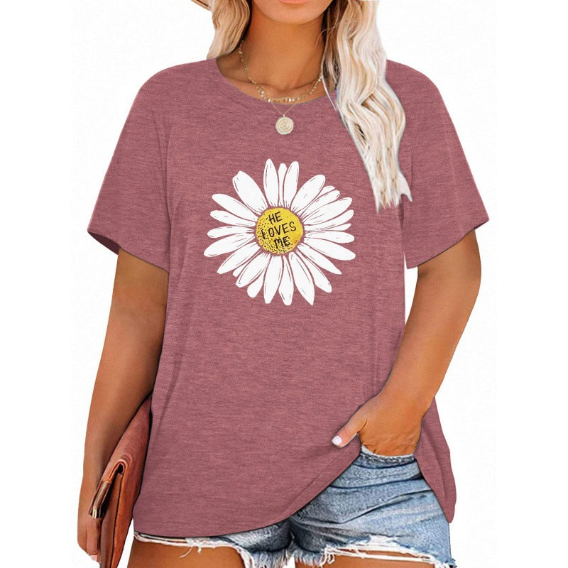 ✨Damen V-Ausschnitt Gänseblümchen-Print T-Shirts Freizeit-T-Shirts