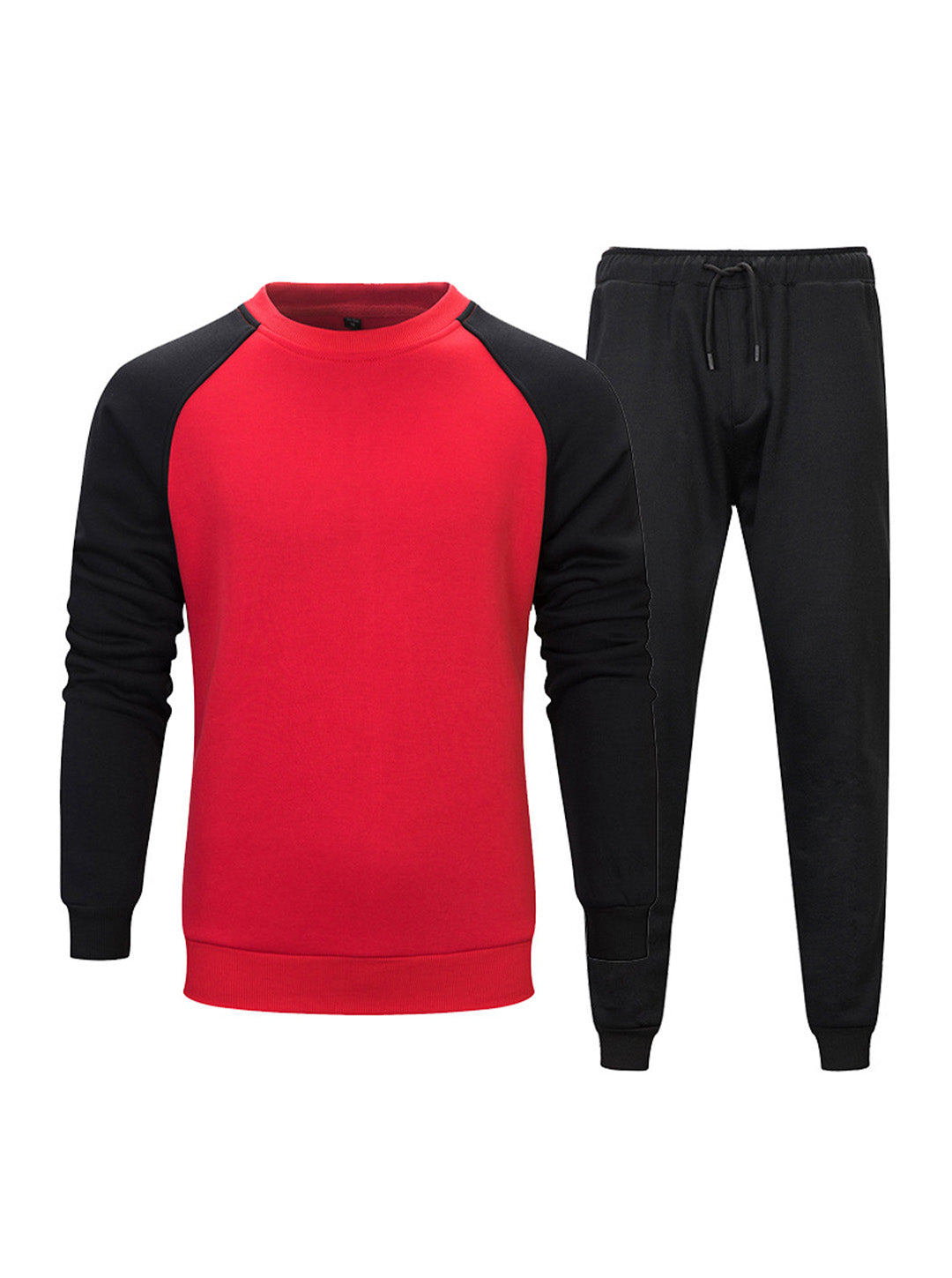 Frottee-Rundhalspullover mit Sweatpants mit elastischem Bund
