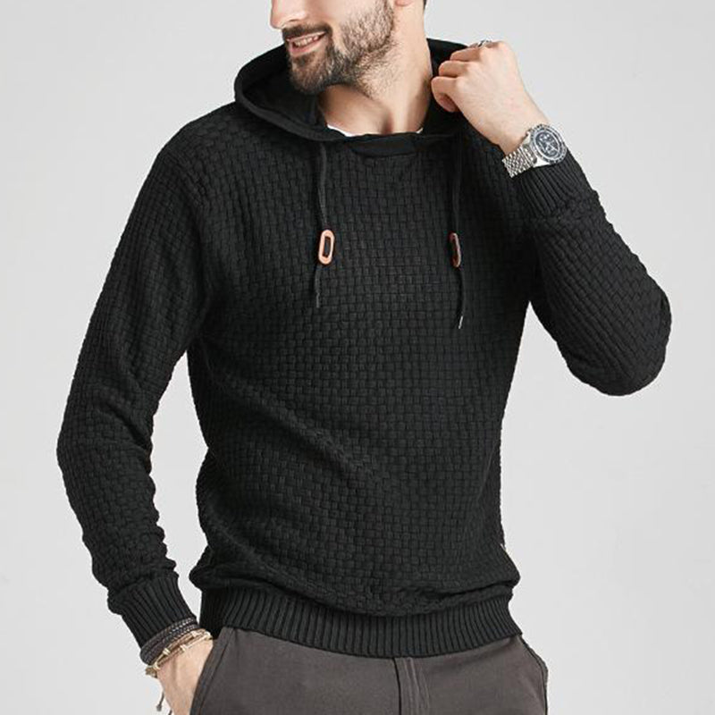 Herren-Pullover Jacquard-Karo-Muster Kapuzenpullover Basic Vintage-Stil