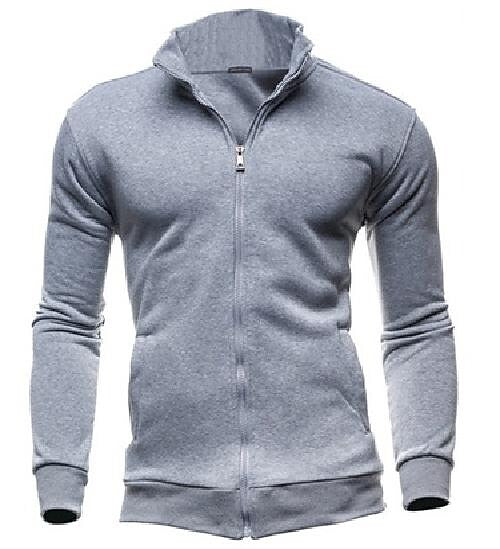 Herren-Strickjacke mit Reißverschluss und Stehkragen in Unifarbe