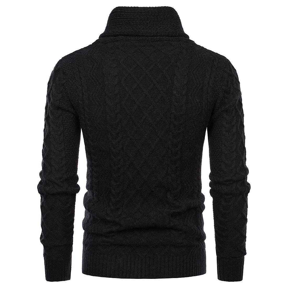 Herren Schalkragen Zopfmuster Freizeit Slim Fit Langarm Pullover