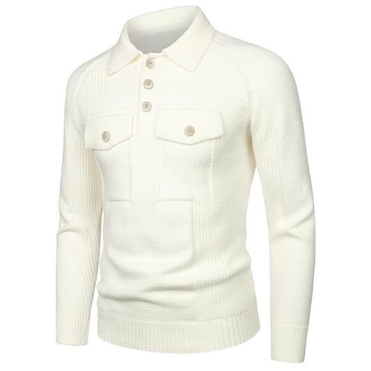 Herren Strickpullover im Vintage-Stil mit Reverskragen, Raglanärmeln und schmaler Passform
